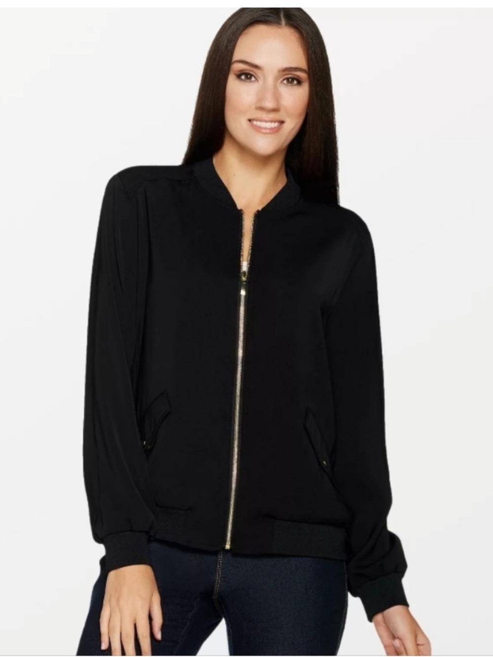 Susan Graver Zip Up Bomber Jacket